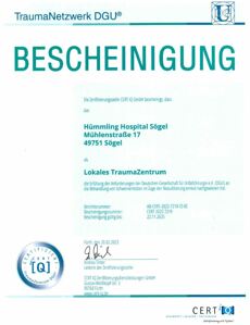 Erfolgreiche Zertifizierung des Traumazentrums nach DGU 