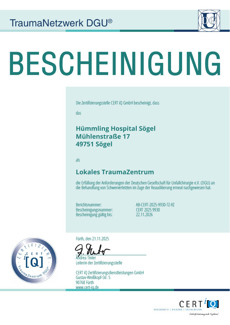 Erfolgreiche Zertifizierung des Traumazentrums nach DGU 